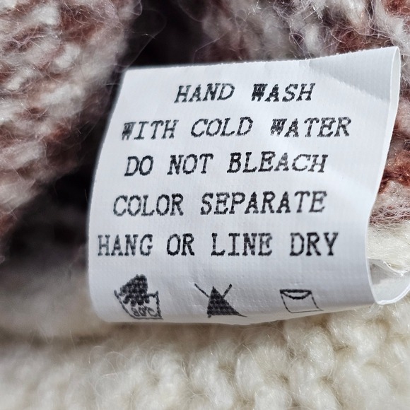 LUNA IVY Patchwork Knit Cardigan Sweater Floral Applique Earth Tones Women's L - Picture 5 of 9